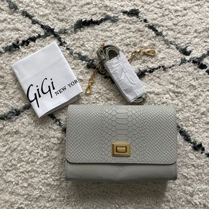 Gigi New York Gray Leather Convertible Crossbody and Clutch